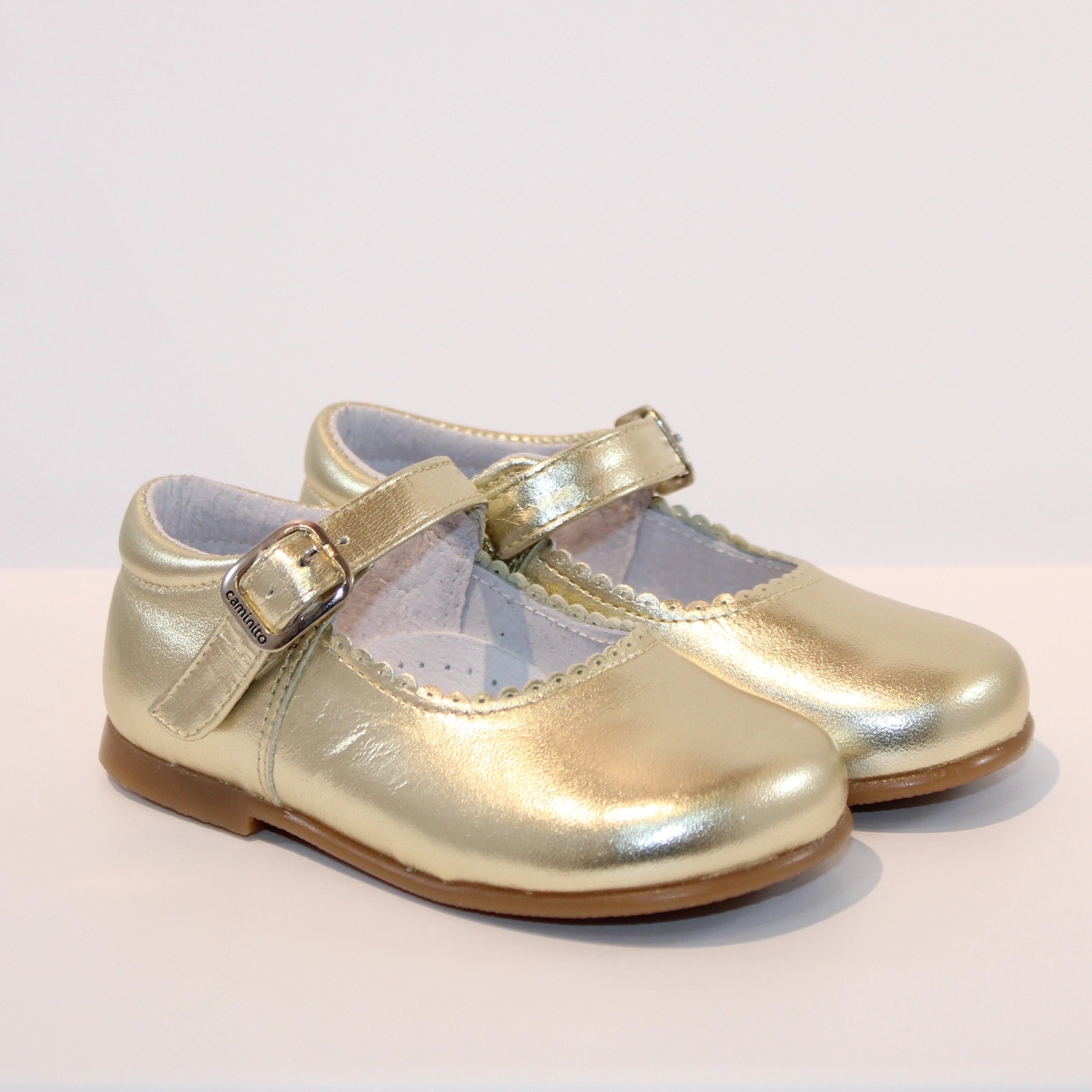 gold mary janes