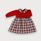 red half knit tartan dress made by sardon