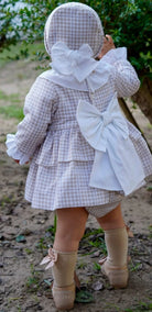 girls pink Rosa Dress Bonnet and Knicker Set