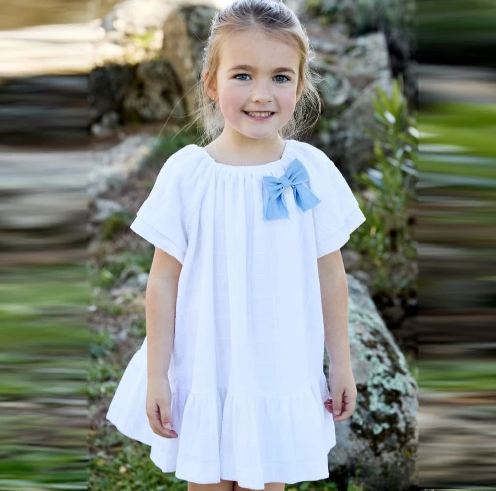 girls white summer dress by designer martin aranda