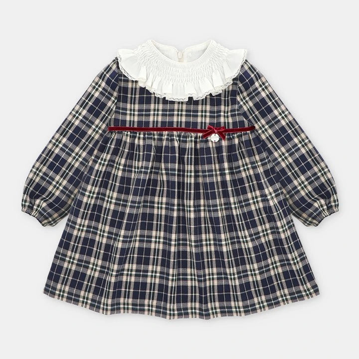 martin aranda navy tartan heather dress