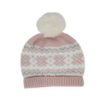 pink fair isle winter hat