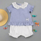 girls blue top and shorts set by mintini baby