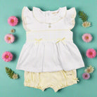 mintini smocked lemon blouse and shorts by mintini