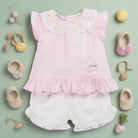 mintini girls pink louse and shorts set