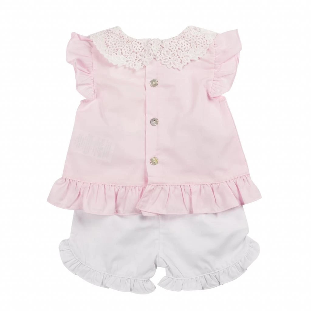 girls mintini pink blouse and shorts set for girls