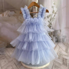 blue tulle layered girls summer dress by puro mimo