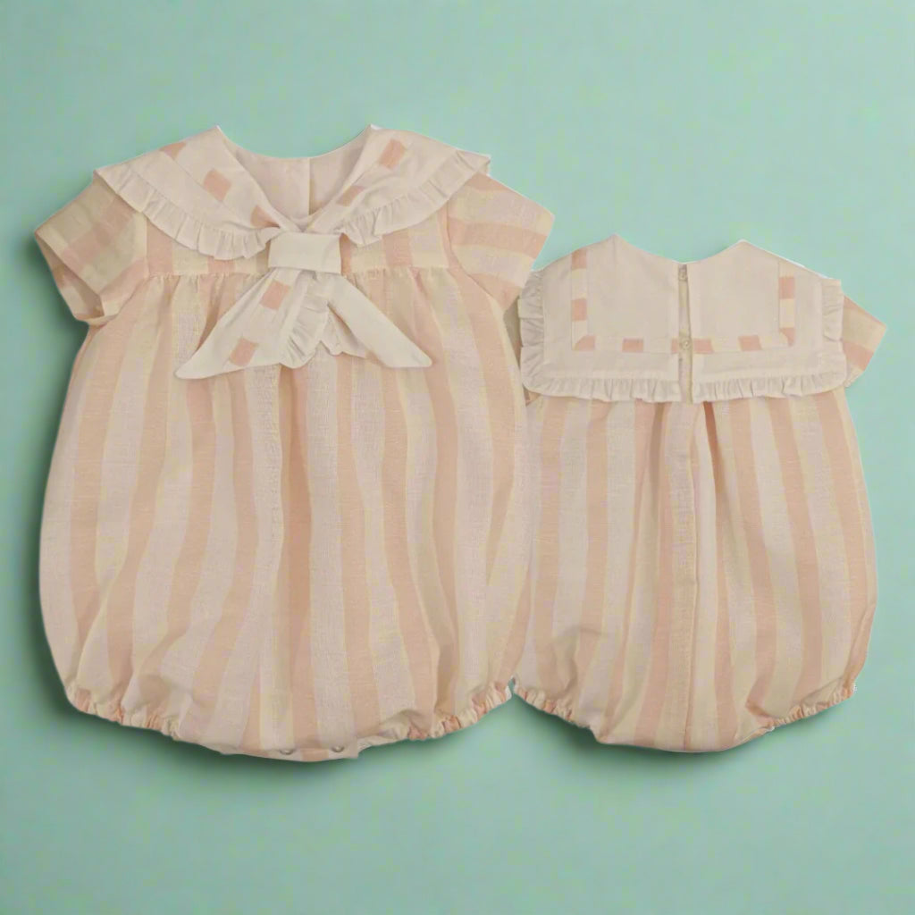 puro mimo pink striped baby romper