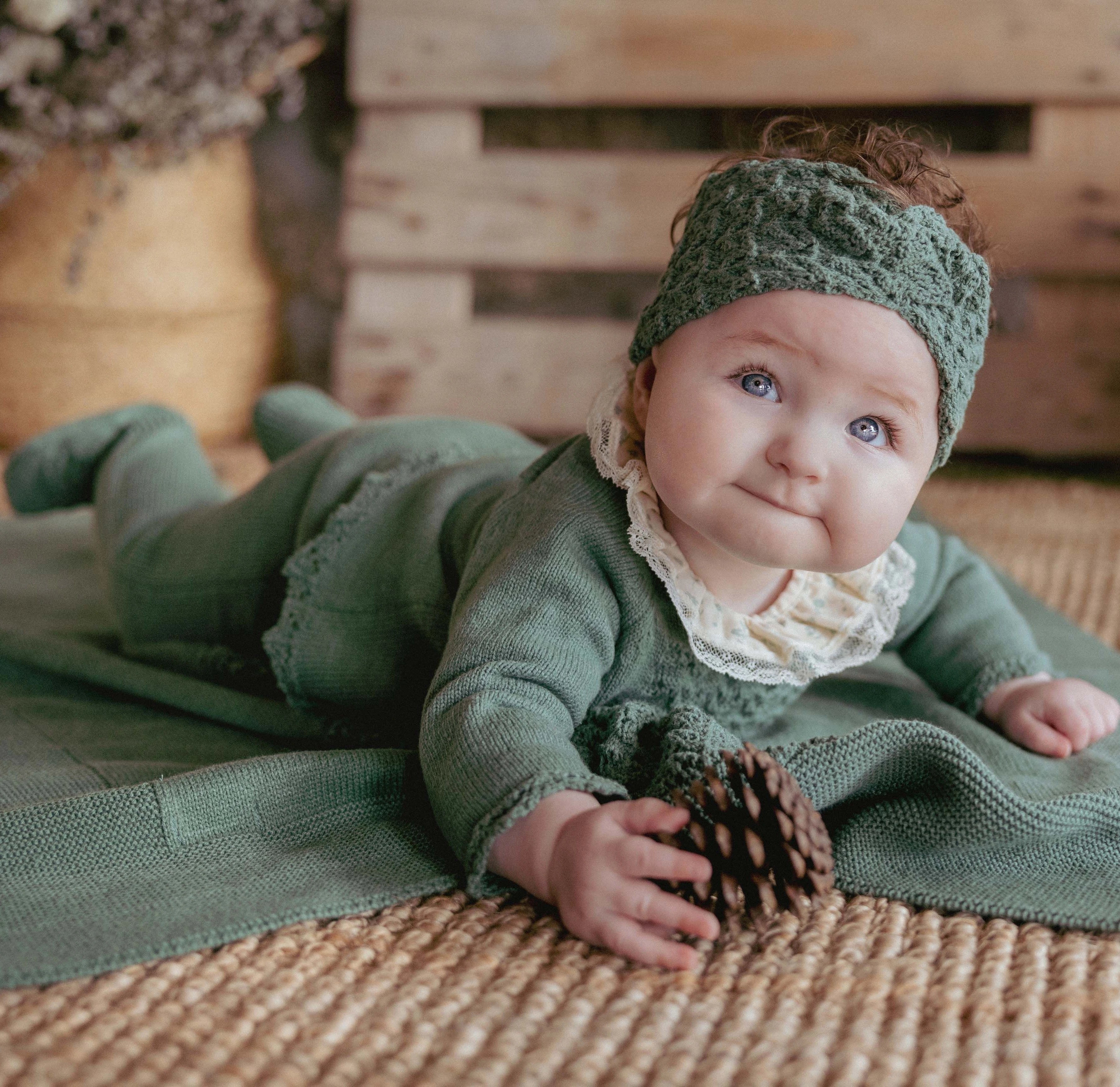 Green Flower Baby Boxed Gift Set