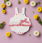 sardon summer baby romper with cheery motif