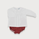 bys peter pan collared white shirt with red shorts by sardon